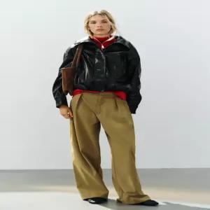 ZARA 자라 페이크 레더 봄버 재킷 - 블랙 8490/709/800 383268