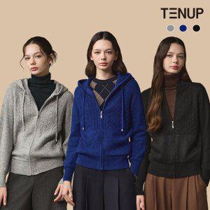 [기타]텐업 24FW 여성 케이블 부클 니트 집업 자켓 3종(후드집업2종+모크넥1종)