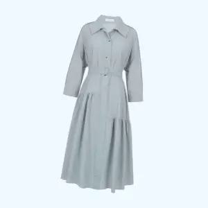 에이비에프지 벨티드 셔츠 블라우스 상의 카라 플레어 주름 원피스 (AFY2HO33A) AFY2HO33A 5213547