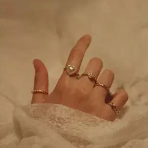 [하프클럽/]선물용 진주 빅 하트 반지세트 5pcs
