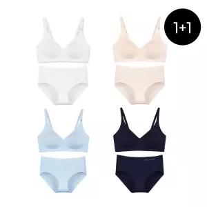 [T쇼페] (1+1)프리컷 노와이어 퓨징 볼륨 브라 팬티 세트_4Colors