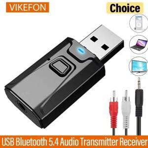 USB 블루투스 5.4 오디오 송신기 마이크 무선 어댑터 3.5mm AUX/RCA TV PC 헤드폰 홈 스테레오 자동차 HIFI