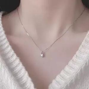 여성 심플 물방울 펜던트 얇은 줄 실버 목걸이 pfP81Juj