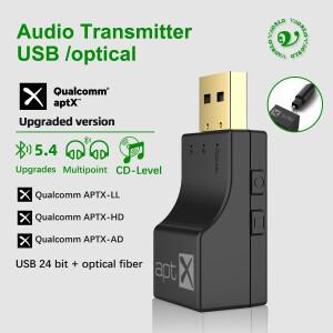 APTX USB 광섬유 Bluetooth 오디오 송신기 PS4/3 Xbox TV PC 용 aptX-Adaptive/HD/LL 멀티 포인트 HIFI 무