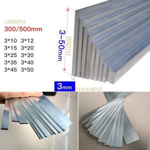 알루미늄 막대 두께 3mm 너비 10-50 길이 300 500mm 합금 플랫 바 플레이트 5 6 7 8 9 10 12 15