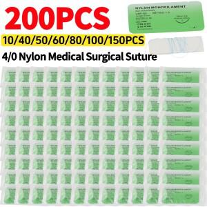 1-200Pcs 4/0 모노필라멘트 실 실크 의료용 수술 바늘 봉합사 학생 교육 실습 키트