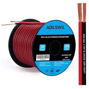 16AWG 100FT 스피커 와이어, 2 도체 전기용 빨간색-검은색 케이블 연결 LED 조명 스트립 유연한 와이어 연장 코드 16 게이지 구리 클래드 알루미늄 12V / 24V DC