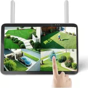 Hiseeu 10CH 8MP NVR 시스템 10인치 IPS 터치 스크린 오디오 출력이 가능한 H.265 네트워크 비디오 레코더