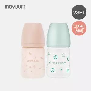 [모윰] 실리콘코팅 노꼭지 유리젖병 150ml 트윈팩 - 디자인 선택