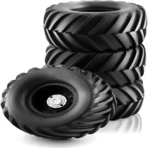 Chanmoo 1/10 RC 몬스터 트럭 타이어 및 하드 플라스틱 휠 림 12mm 육각 고무 버기 오프로드 1 10 스케일