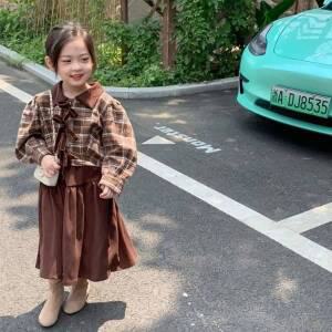 [디작소]여아 남아 유아 체크 블라우스 스커트 상하복 세트