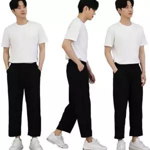 와이드 데일리 아이스 루즈핏 바지 남성 여름 밴딩