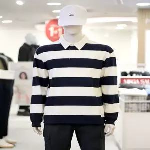 인터크루성남점 공용 루즈핏 스트라이프 카라 티셔츠 ITZ1TT09A