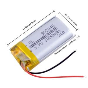 JST 1.25mm 2핀 902040 3.7V 1000mAh 리튬 폴리머 LiPo 충전식 배터리