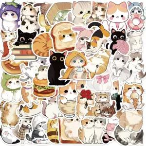 50pcs 만화 귀여운 고양이 스티커 데칼 노트북 스케이트 보드 기타 헬멧 DIY 미적 크리 에이 티브 선물