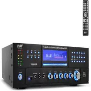 Pyle 4채널 1000W 파워 앰프 with Bluetooth - 무선 스테레오 홈 오디오 리시버 w/ 프론트 로딩 CD DVD