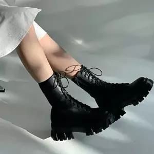 워커부츠 미들힐 부티 힐 통굽 봄신상 발목 로우힐-WFQXRVG