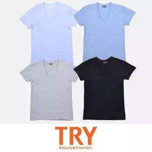 (트라이)심플 베이직 4색 남성 반팔 면런닝