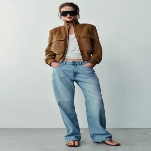 ZARA 자라 페이크 스웨이드 봄버 재킷 - 샌드 3046/256/704