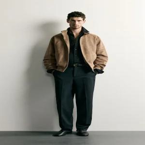 ZARA 자라 레귤러 핏 페이크 스웨이드 재킷 - 샌드 6318/470/711 386796