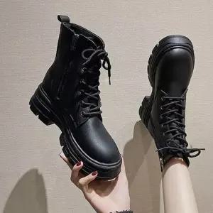 여성 레더 미들 워커 DS-CC085 블랙 sn9B8BB 플랫워커 신발