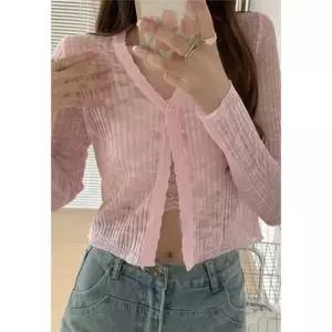[라일리여성의류] Rly 브이넥 스크린 시스루 가디건(2Color