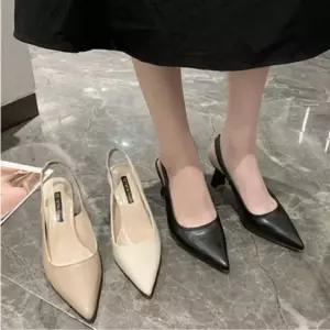 베이직 컬러 슬링백 여성 컬러힐 여름 구두 여성신발 미들힐 펌프스힐