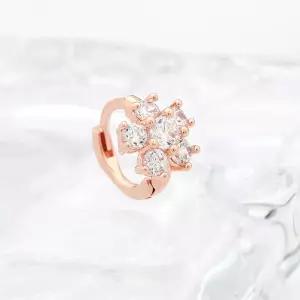14K 금침 로즈골드 플라워 큐빅 귀찌 링피어싱 Mgn18fSi