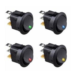 LED 도트 라이트 로커 스위치  자동차 보트 라운드 ON/OFF SPST KCD1 10A  12V  220V