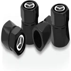 Mazda CX-3 RX-7/RX-8 MX-5 모든 모델용 부식 방지 타이어 밸브 캡 4개입 및 에어 커버휠 MZD_블랙