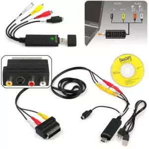 캡쳐보드 USB 이지 캡 어댑터 S-비디오 3RCA CVBS AV to 20 비디오 캡처 카드 녹음기 케이블 TV DVD VHS DV