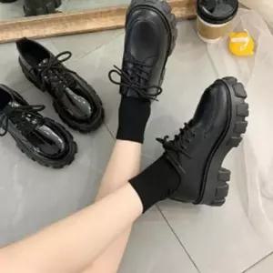 키높이로퍼 5.0cm 키작은여자 키높이여성화 여성구두 플랫 블랙무광 캐주얼구두 임산부신발 24FC7