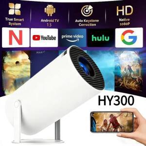 프로젝터 4K 안드로이드 11 HY300 Wifi6 260ANSI 올위너 H713 BT5.0 1080P 1280*720P 시네마 야외 휴대용