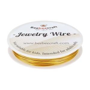 Beebeecraft 18게이지 골드 래핑 와이어, 진짜 18K 도금 황동, 32.81피트, 변색 방지 비딩 주얼리 제작용, 리스, 플로럴