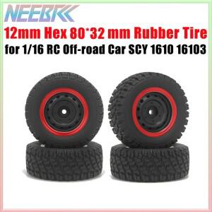 80*32mm 고무 타이어 휠 림 헥스 허브 (1/16 RC 오프로드 자동차 차량 Wltoys SCY Pro MJX Hyper Go 용)