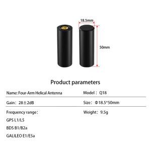 XYZ-GNSS 고정밀 RTK 헬리컬 안테나 Q18 Q23 GPS GLONASS Galileo BeiDou L-밴드 헬릭스 (드론/UAV용)