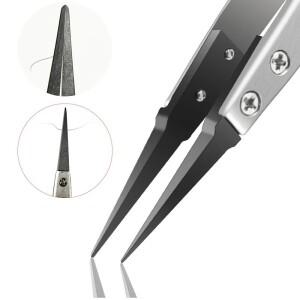 1pc ESD-259 스테인레스 스틸 정밀 정전기 방지 탄소 섬유 핀셋 공예 보석 전자 제품에 사용됨