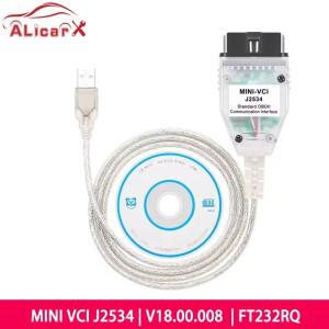 FT232RQ 칩 MINI VCI J2534 토요타 테크스트림 V18.00.008 차량 진단 케이블 자동차 스캐너 OBD2 도구