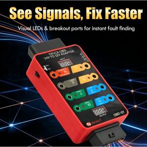 24V에서 12V로 변환하는 헤비듀티 트럭 OBD2 브레이크아웃 박스 8포트 어댑터  듀얼 LED 디스플레이 전압