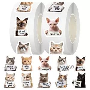 500Pcs/Roll 귀여운 고양이 스티커 개 감사 DIY Scrapbooking 전화 수하물 스케이트 보드 방수 데칼