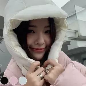 여성 머리 목을 따뜻하게 보호해주는 페이크 패딩후드 넥워머 CGWD72078 바라클라바 겨울비니