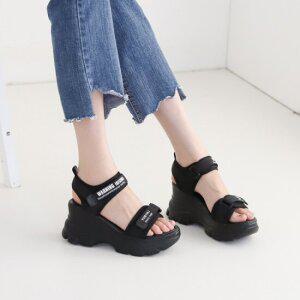 [아리앤] 벨크로 스포티 웨지샌들 8cm