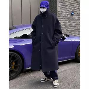 남성 롱 고급 남 울 트렌치코트 코트 겨울 기모직 오버코트 무릎
