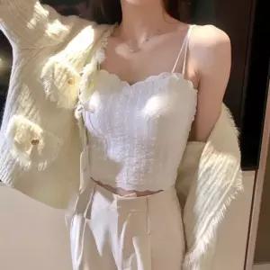 여성 프렌치 헴라인 레이스 민소매 나시튜브탑 브라탑