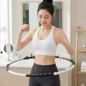생활의 미쁨 가정용 홈트 지압 훌라후프 웨이스트 뷰티라인 참숯 1.2KG 뱃살빼기운동기구