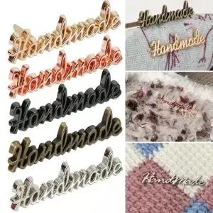 10PCS 수제 편지 금속 라벨 태그 DIY 손으로 만든 공예 장식 청바지 신발 가방 바느질 용품