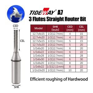 타이드웨이 A7 5개입 TCT 3날 직선형 밀링 커터 12.7mm 러핑 MDF 합판 칩보드 목재 조각 트리밍 라우터 비