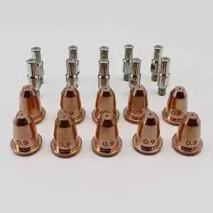 20개 IPT-60 PT-60 S25 S45 플라즈마 절단 토치 팁 0.9mm 0.039 전극 쉴드 캡/스탠드오프/스월