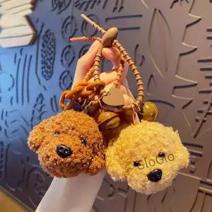 새로운 플러시 푸들 테디 강아지 펜던트 키체인 여성 남성 자동차 가방 참 DIY 액세서리 커플 선물