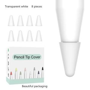 8pcs 실리콘 교체 팁 케이스 애플 펜슬 1세대 2세대 스타일러스 터치스크린 펜 펜촉 보호대용 무음 커버 스